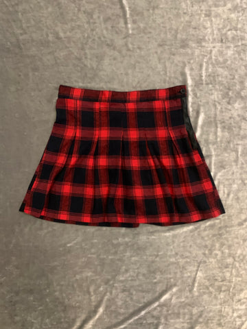 Red and black plaid school skirt