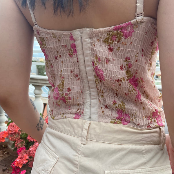 Beige floral corset top