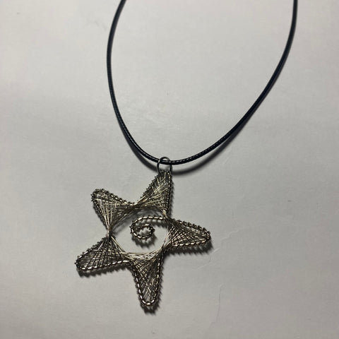 Spiral star cord necklace