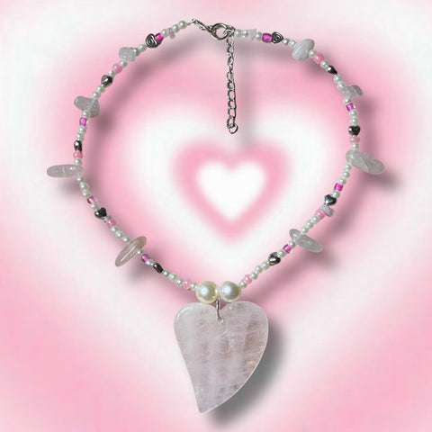 “You’ve got my heart” rose quartz pendant