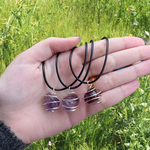 Amethyst wire wrapped necklace