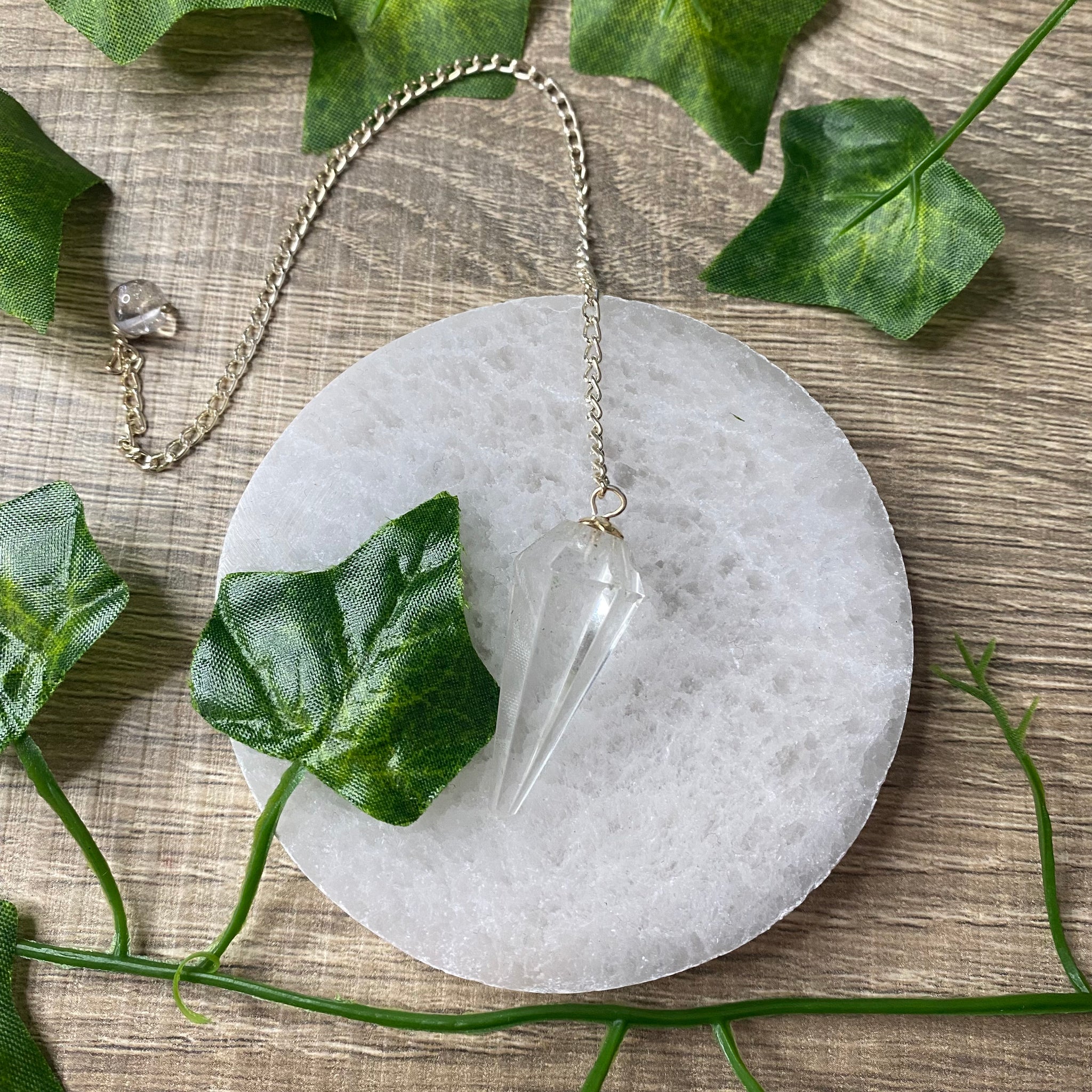 Clear quartz pendulum