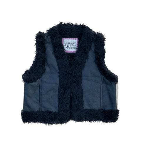 Y2K faux fur leather vest