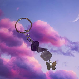 Amethyst butterfly keychain