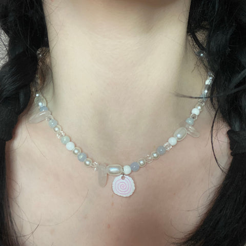 Narutomaki rose quartz necklace🍥